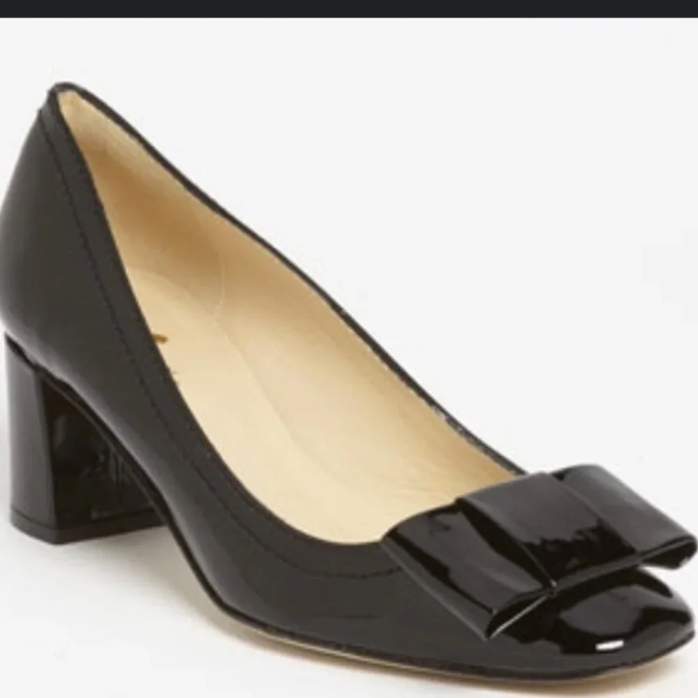Kate Spade Dijon Black Patent Bow Heels 6.5